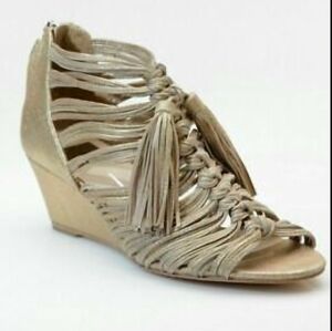 NWOT Dolce Vita gold strappy tassel wedges 5.5